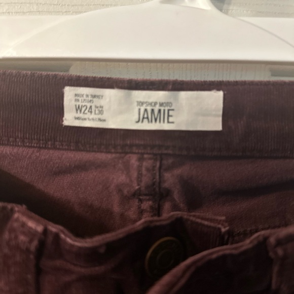 Topshop Moto Burgundy Corduroy Pants Size W24 L30 mid rise, skinny - Picture 2 of 5